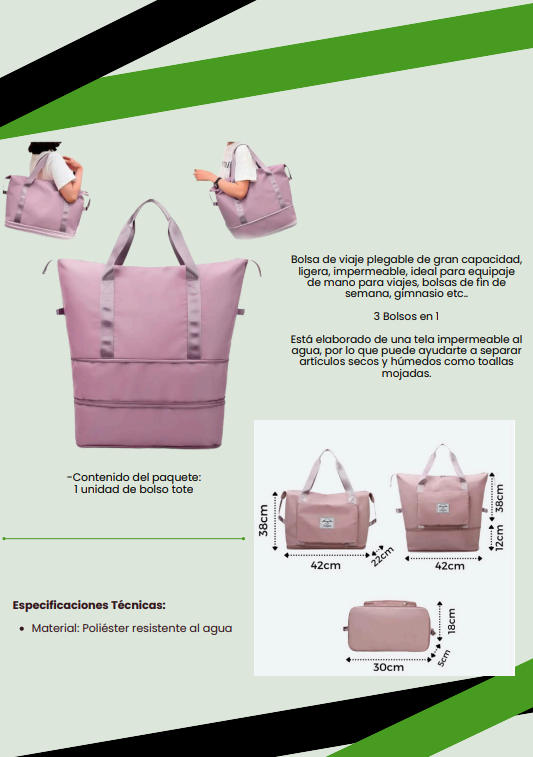 Bolso Totebag Plegable color Rosa